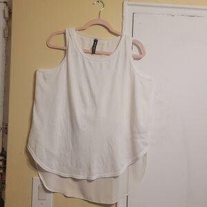 Design Lab Lord & Taylor White Layered Tank Top Size L/G
